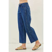 Idem Ditto - Mid Rise Barrel Leg Ankle Denim Pants