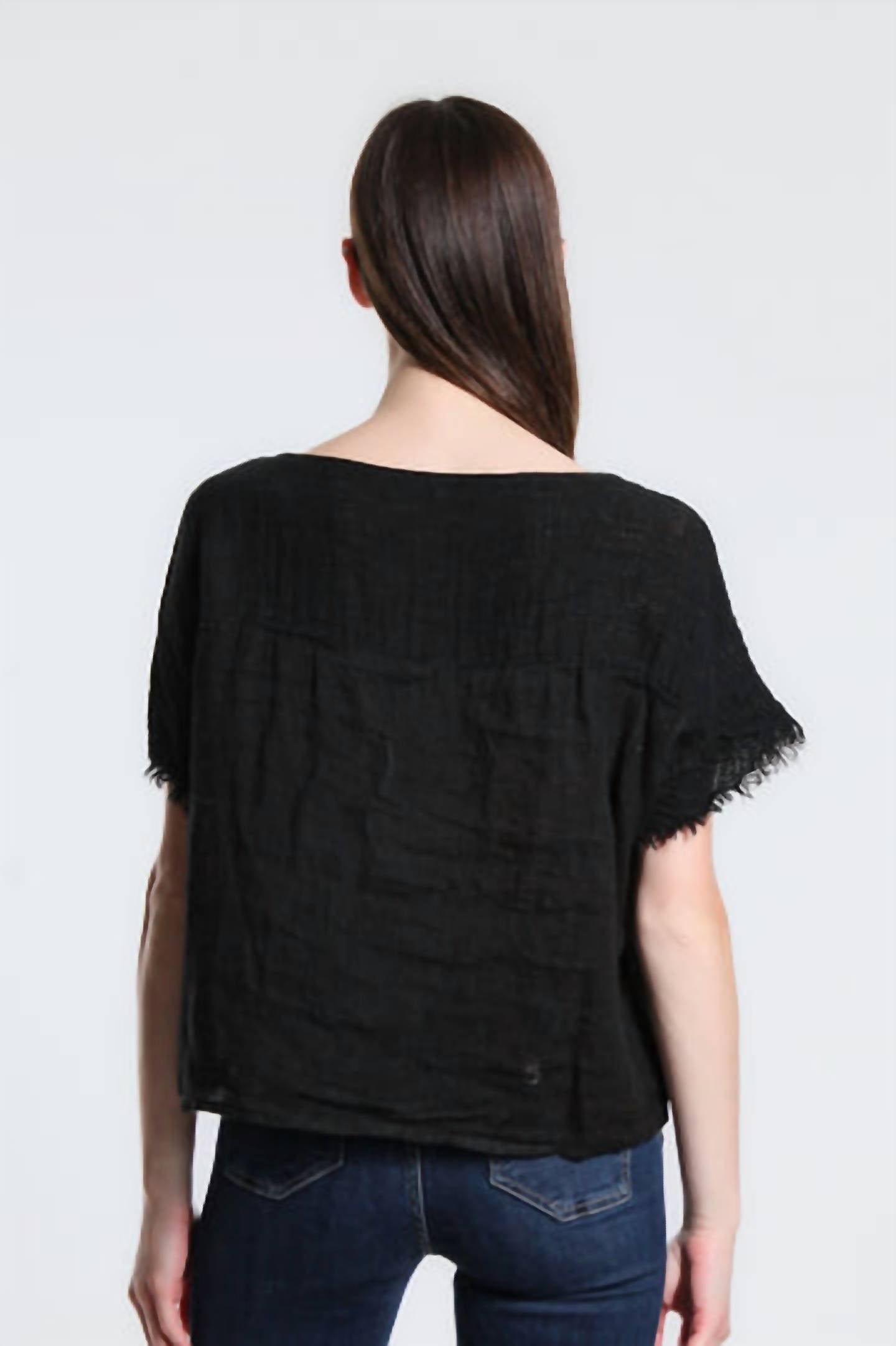 Tina Stephens Italy - Candi Frayed Sleeve Top