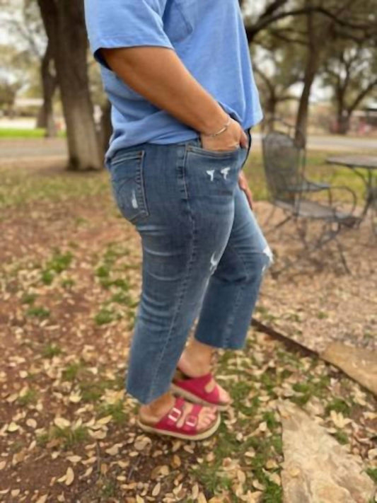 Judy Blue - Women's High Waist Embroidered Pocket Cropped Jeans