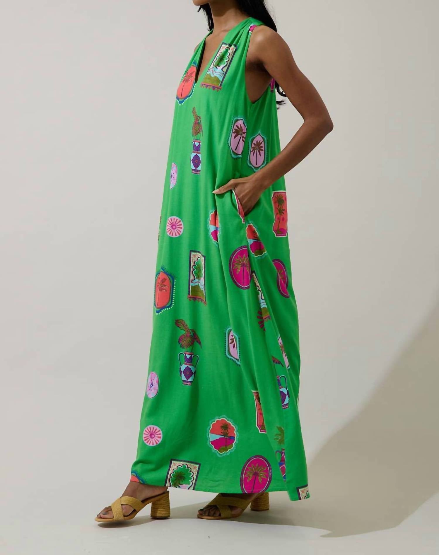 Sugarlips - Tropical Postcard Halter Neck Maxi Dress