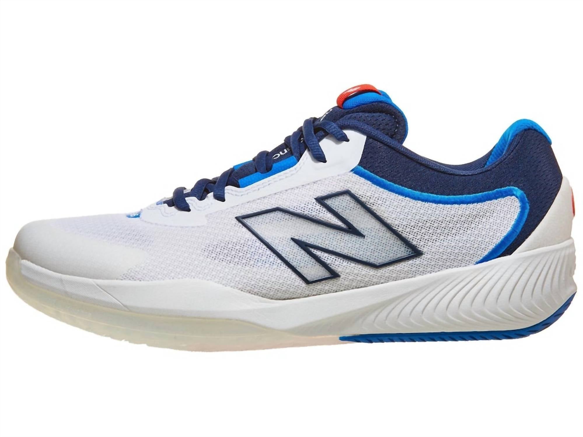 New Balance Women's Fuelcell 996v6 Pickleball Shoe in white navy - women's shoe - detail view