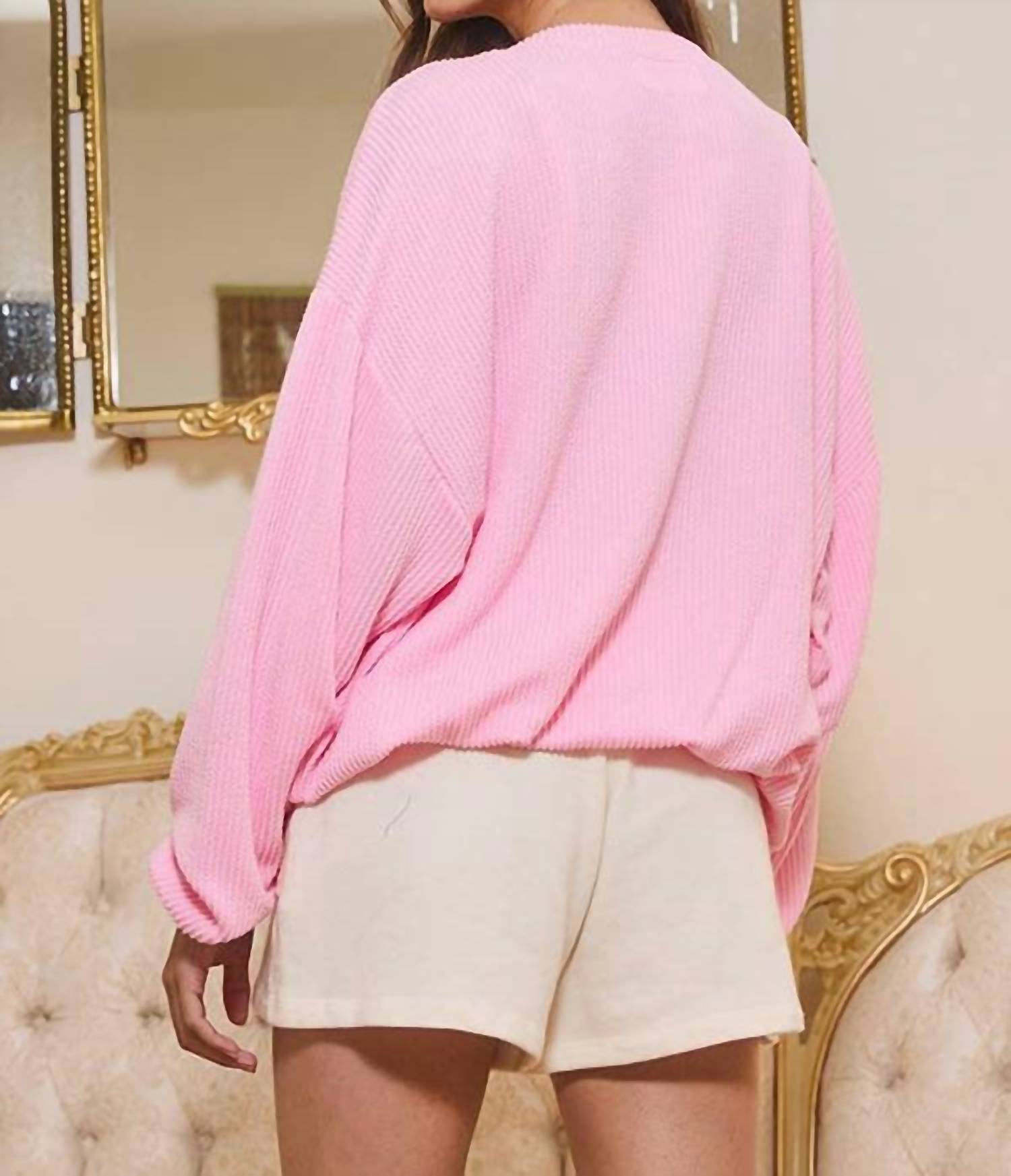Bucketlist - Print Comfy Oversize Ribbed Graphic Sweatshirt