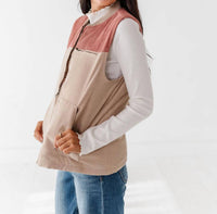 Hem & Thread Shiloh Corduroy Vest in taupe - women's jacket - view 9