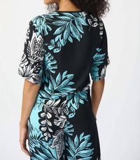 Joseph Ribkoff - Tropical Print Gauze Front Tie Top