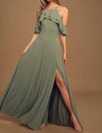 Lulus - Stun And Only Ruffled Off-the-shoulder Maxi Dress