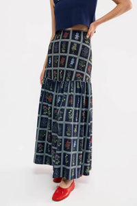 SMITH & QUINN Faye Maxi Skirt in gardeners window navy - women's skirt - detail view