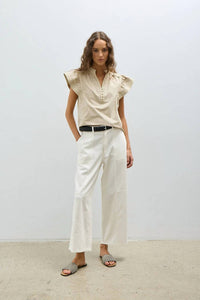 MELISSA NEPTON Lilou Wide Leg Cropped Pants in off white - women's pants - alternate view