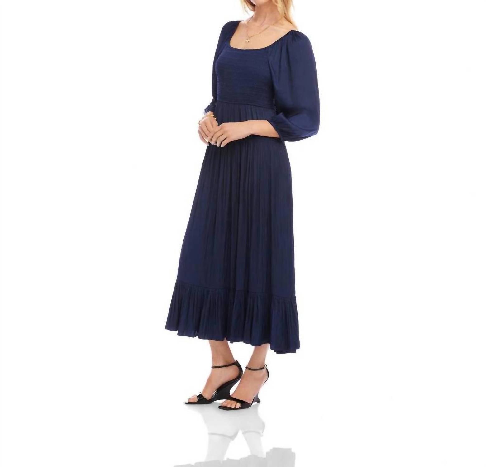 Karen Kane - Blouson Sleeve Smocked Midi Dress