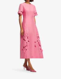 Leo Lin - Caroline Applique Short Sleeve Midi Dress