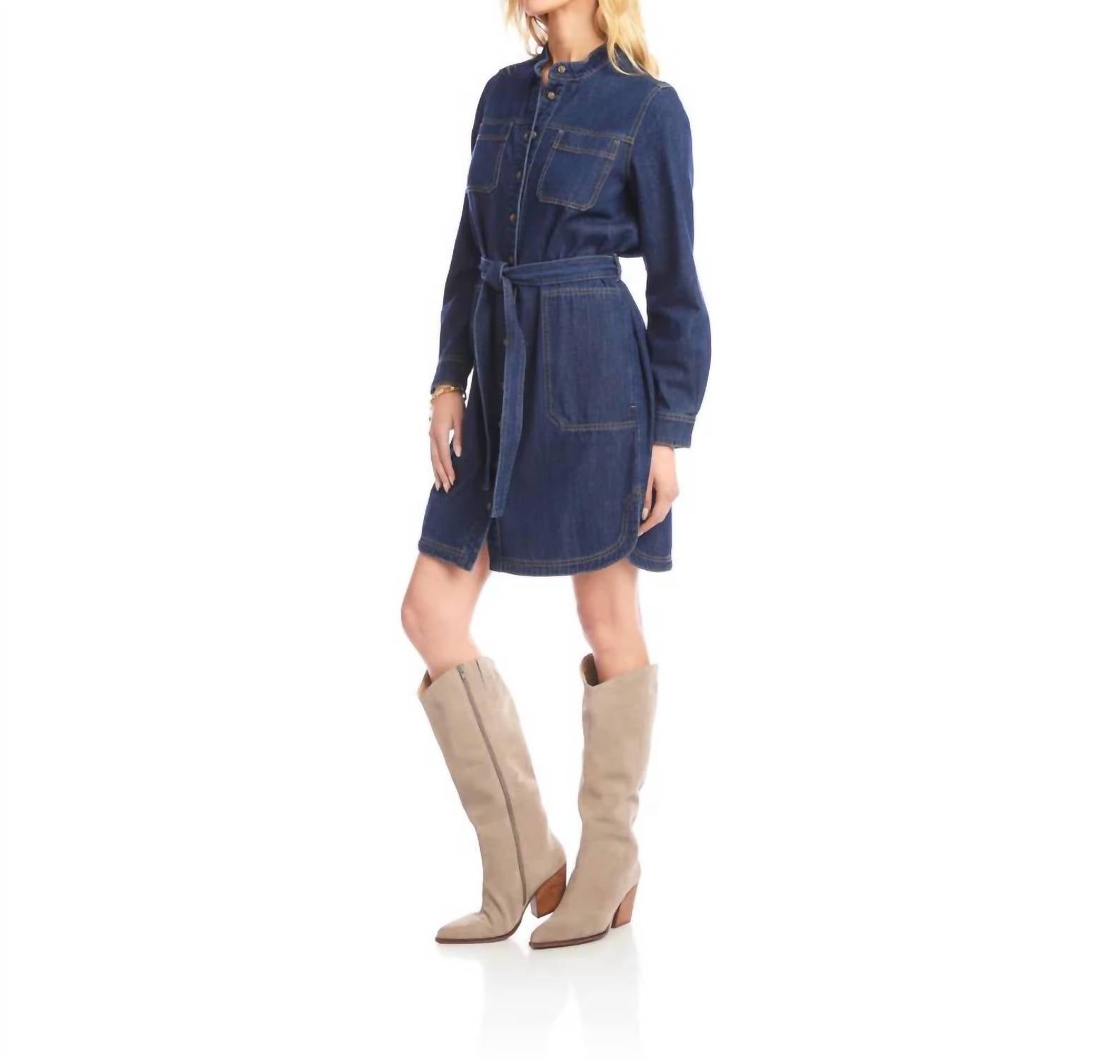 Karen Kane - Bliss Belted Denim Mini Shirtdress