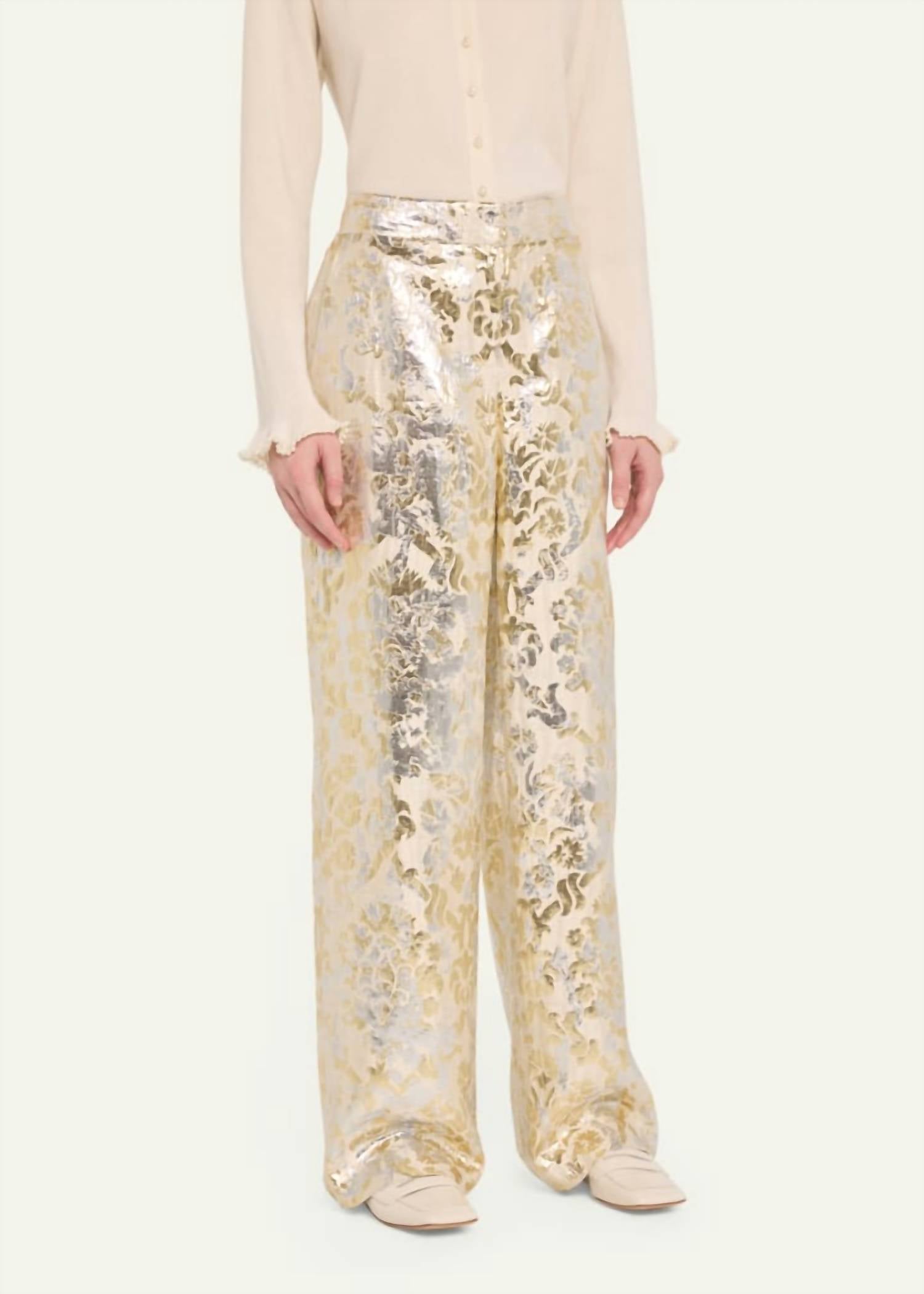 Lafayette 148 - Sullivan High-rise Metallic Jacquard Pants
