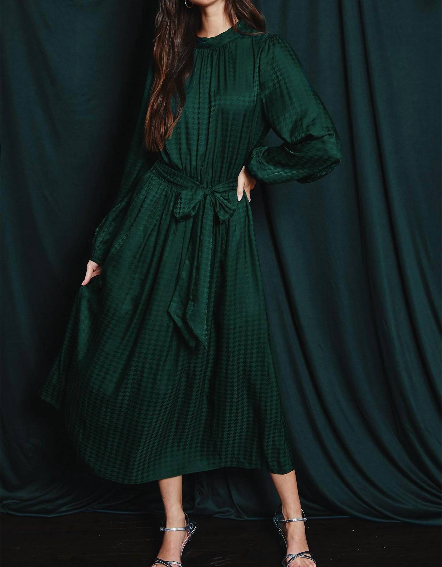 Dress Forum - Houndstooth Satin Midi Dress