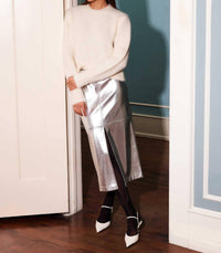 Fifteen Twenty - Kaia Faux Leather Front Slit Midi Skirt