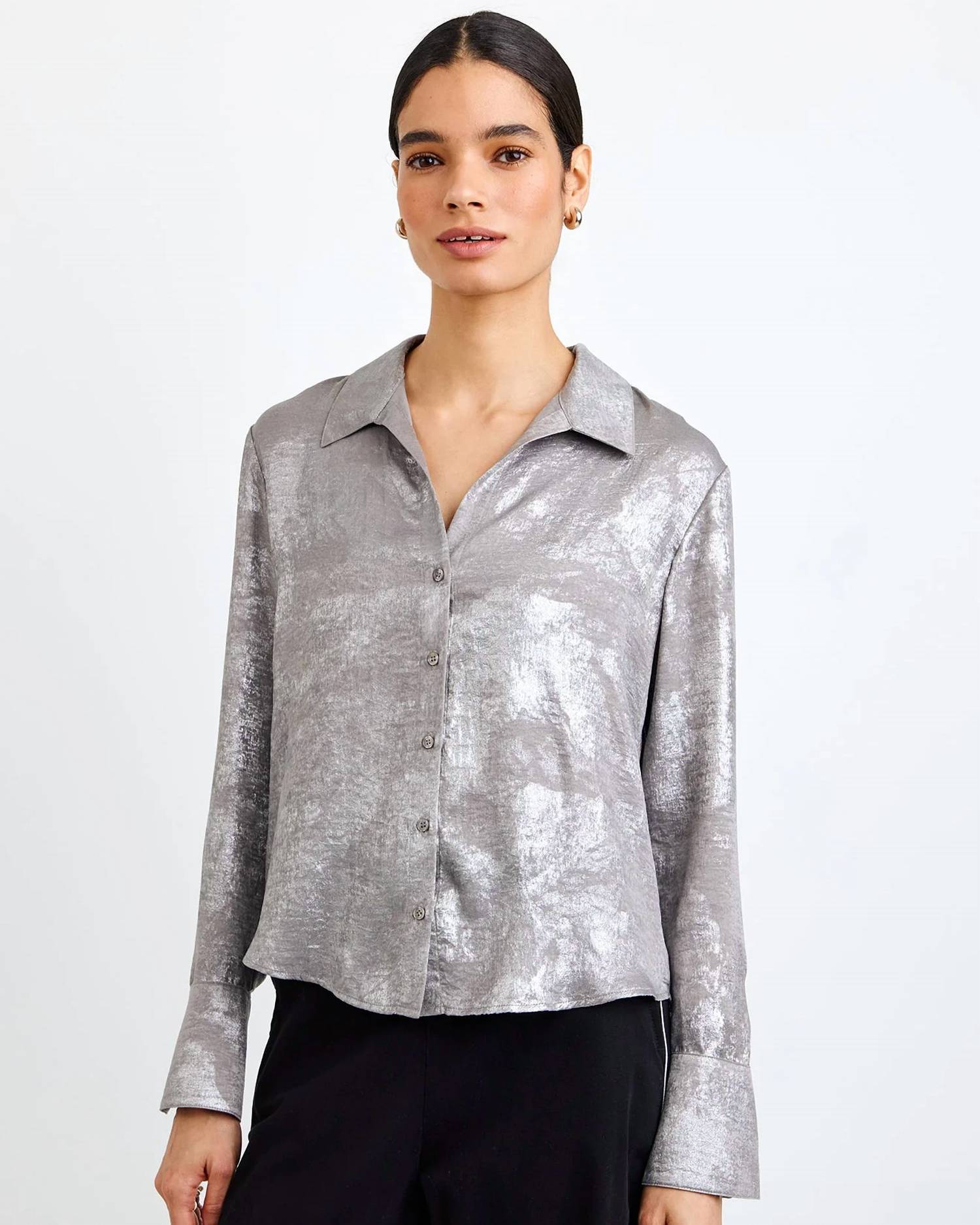 Bella Dahl - Flowy Wide Collar Button Down Top