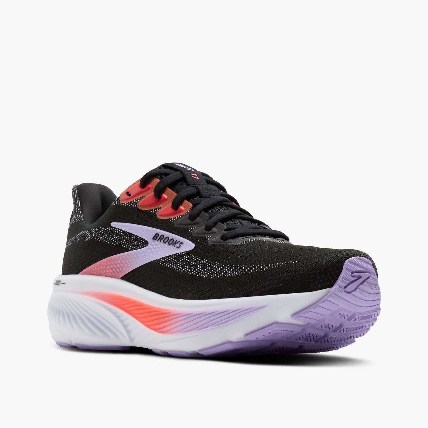 BROOKS Women's Ghost 17 Shoes in black purple coral - women's shoe - detail view