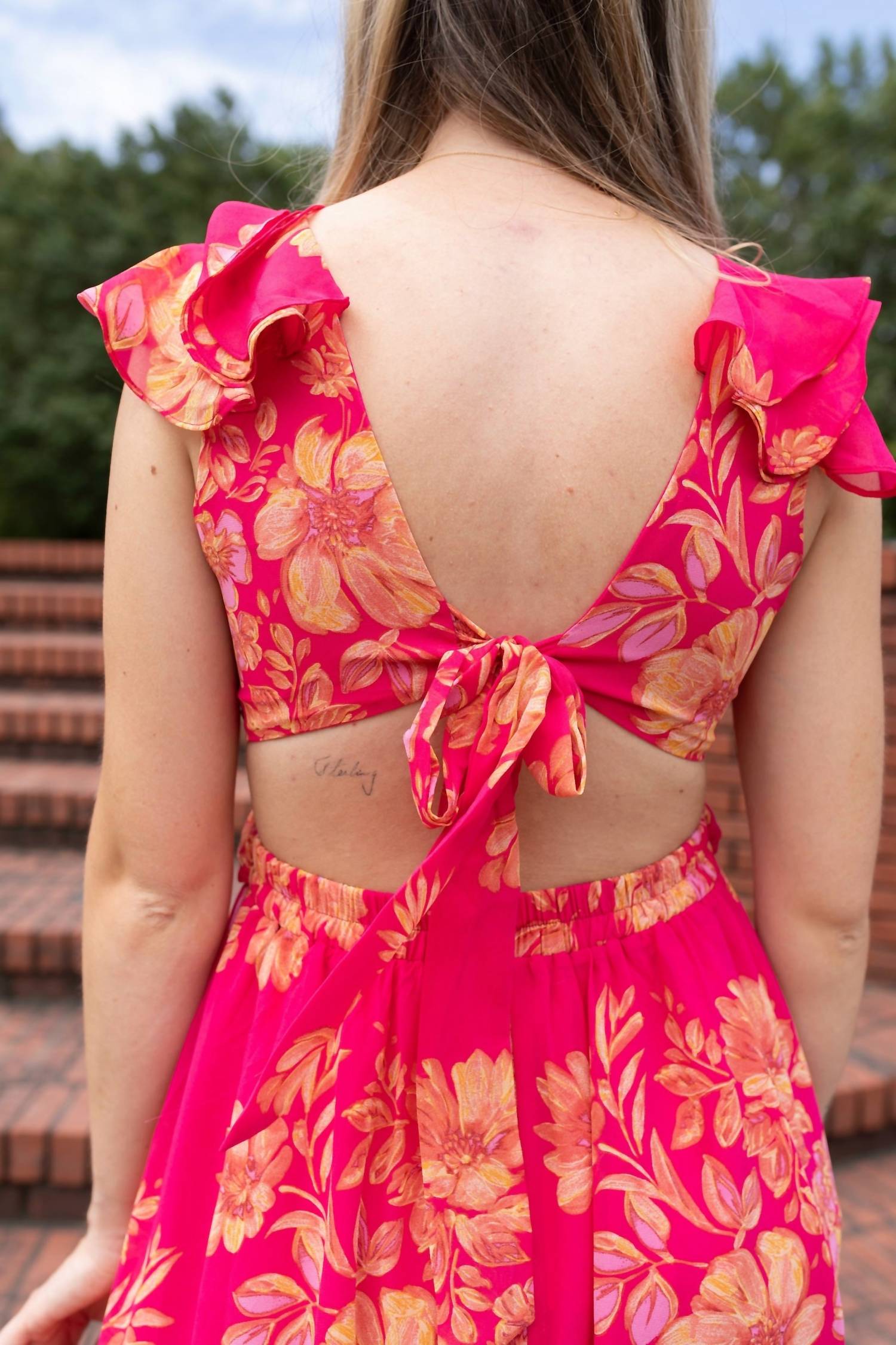 DRESS FORUM Somewhere on a Beach Deep V-Neck Dress in pink - women's dress - alternate view