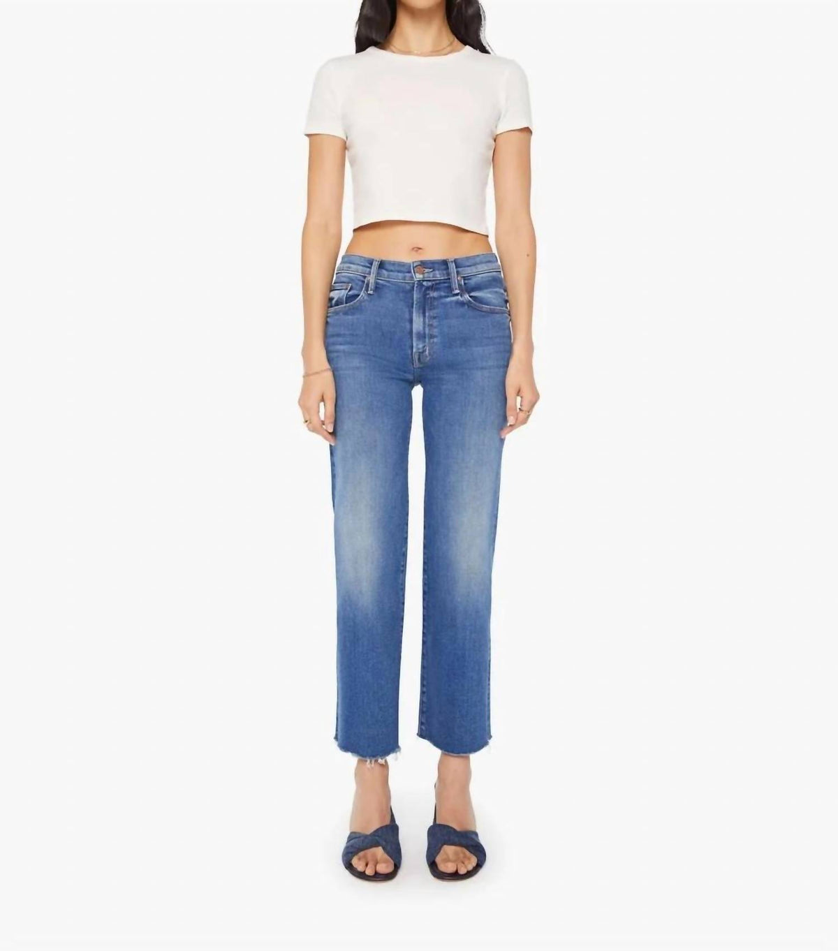 Mother - Mid Rise Rambler Zip Ankle Fray Jeans