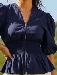 She + Sky - Sweet Magnolia Puff Blouse