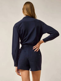 Greyson Clothiers - Phoenix Zippered Closure Romper With Self-tie Belt