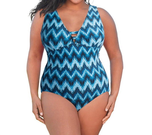 Always For Me - Plus Size Double V Plunge One Piece Swimsuit