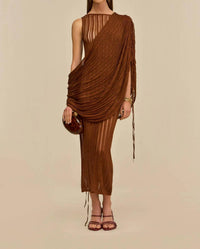 cult gaia Kaya Knit Dress in saddle - women's dress