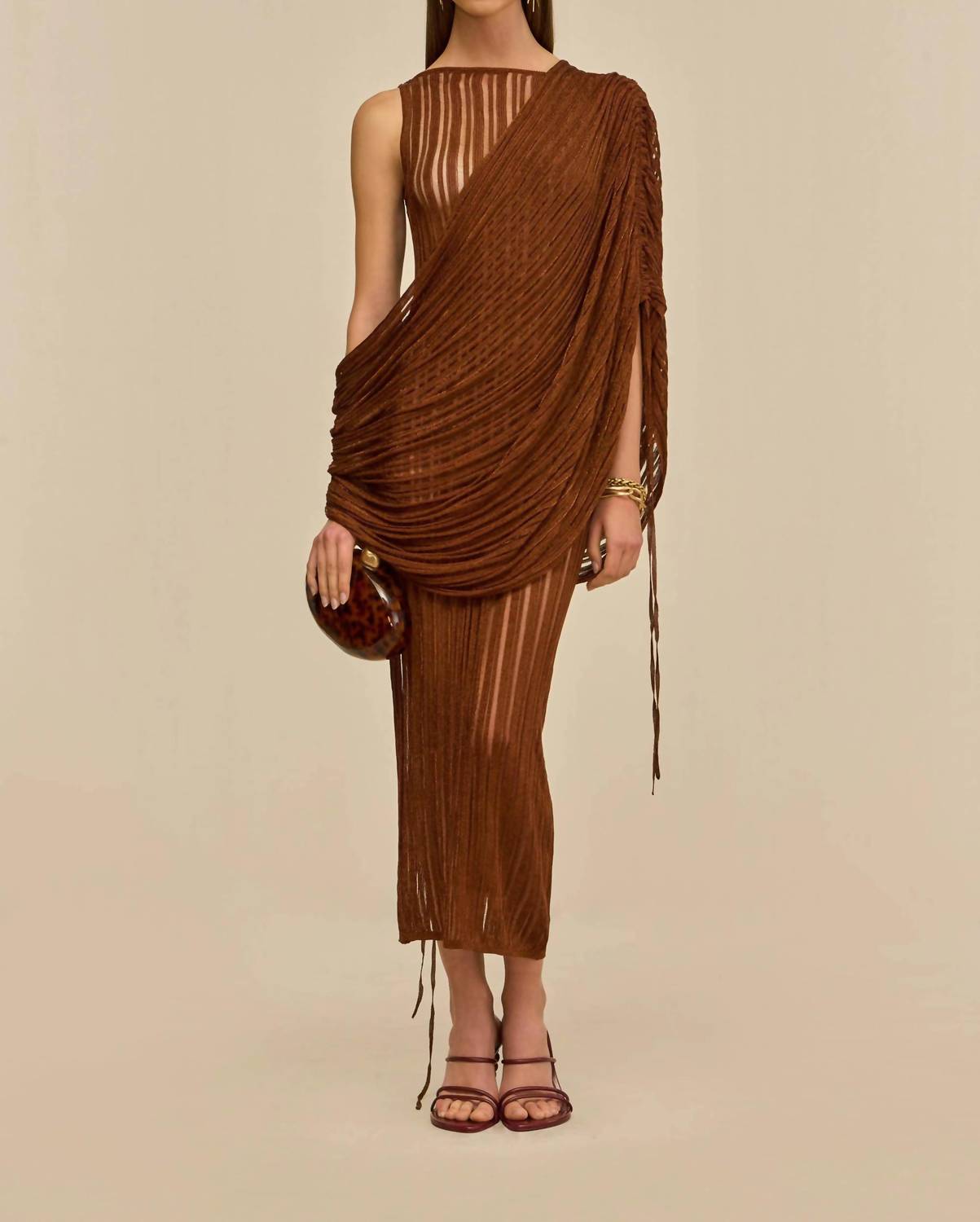 cult gaia Kaya Knit Dress in saddle - women's dress