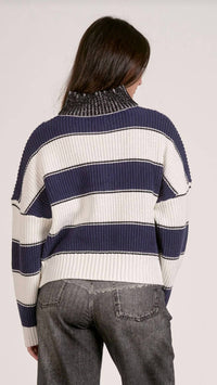 Elan - Quarter Zip Colorblock Sweater Top