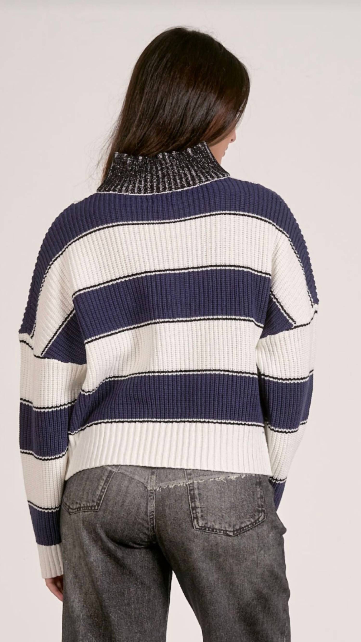 Elan - Quarter Zip Colorblock Sweater Top