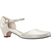 Nina Kid's Cera Block Heel Sandal in bone pearl - kids' shoe