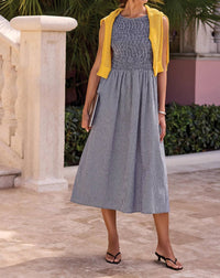 Tribal - Sleeveless Gingham Dress With Ruched Bustier