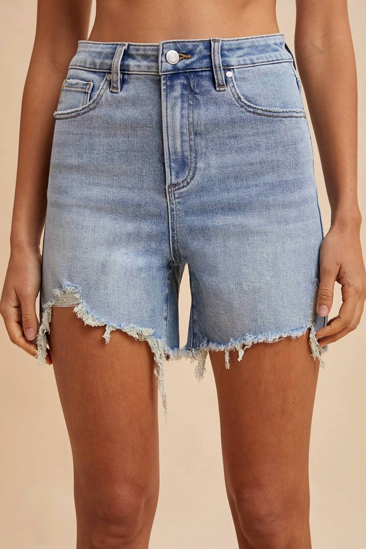 Anniewear - Comfort Stretch Distressed Frayed Hem Shorts