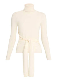 Toccin - Brielle Long Sleeve Tie-front Turtleneck Top