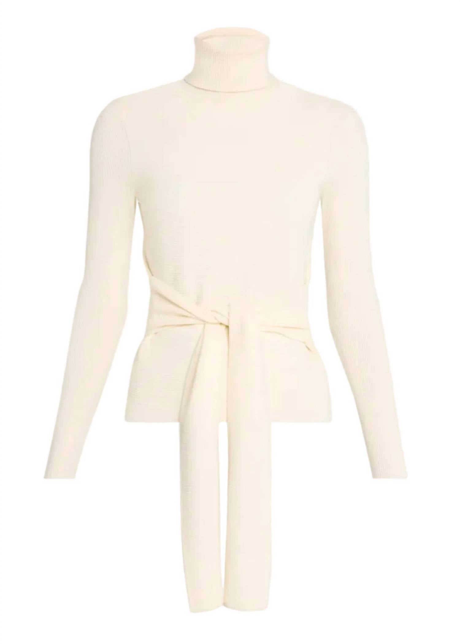 Toccin - Brielle Long Sleeve Tie-front Turtleneck Top