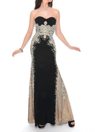 Precious Formals - Formal Strapless Beaded Mermaid Evening Gown