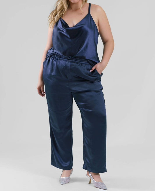 Skies Are Blue - Pull On Satin Pants - Plus Size