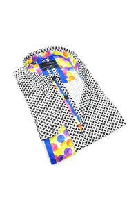 Eight X - Button Down Print Shirt With Colorful Dot Trim