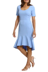 London Times - Flounce Hem Short Sleeve Sheath Dress