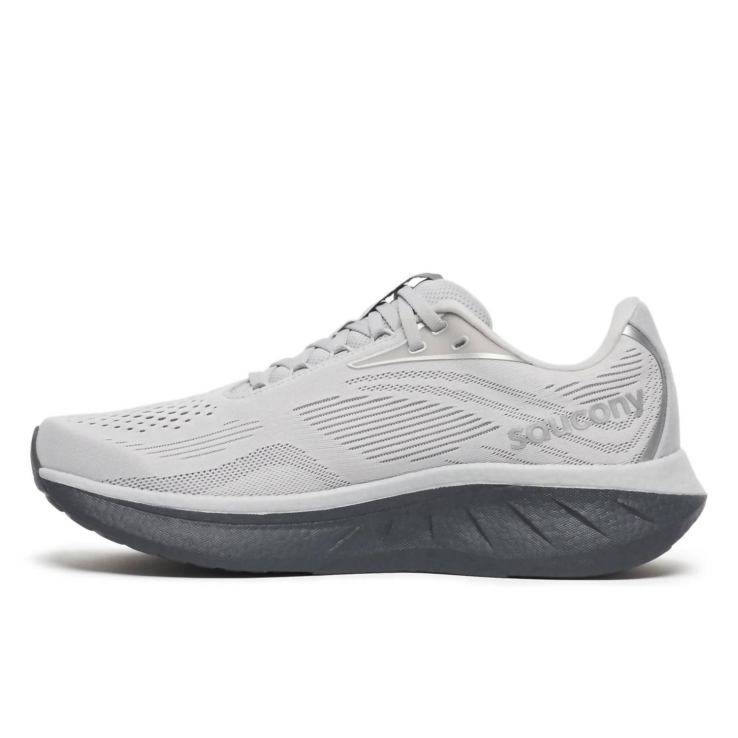 SAUCONY Men's Ride 18 Wide Running Shoes in cloud shadow - men's shoe - detail view