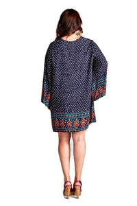 Velzera - Border Print Floral Bohemian Mini Dress