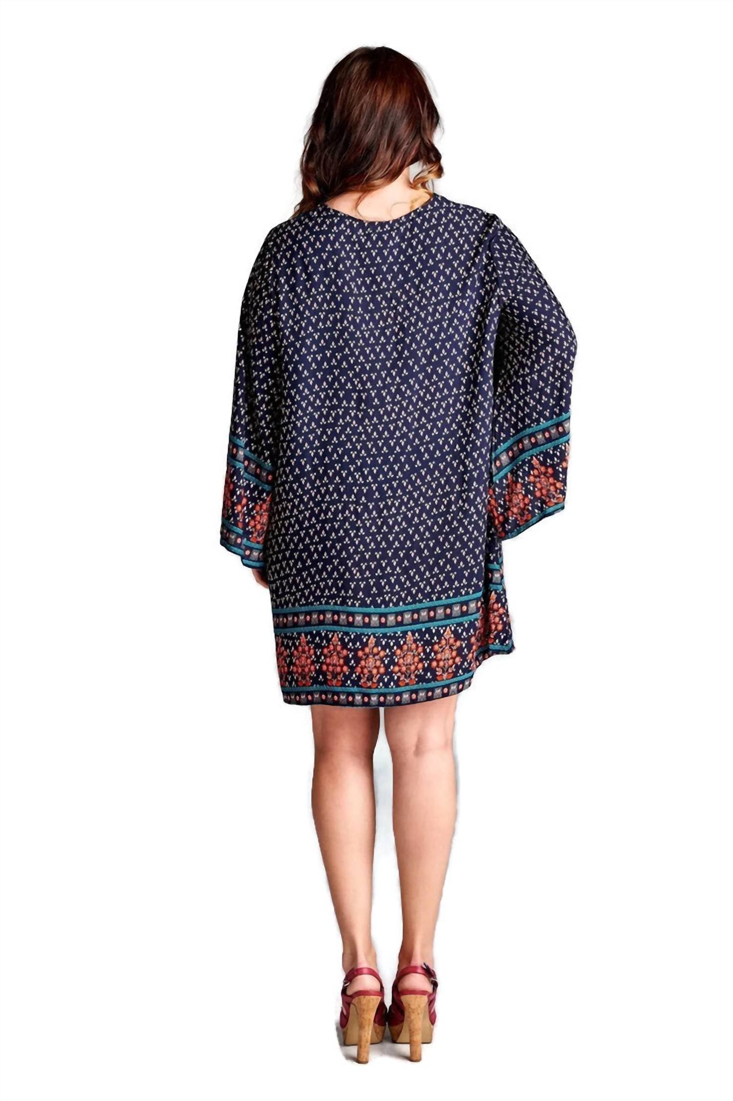 Velzera - Border Print Floral Bohemian Mini Dress