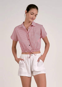 Elan - Maren Striped Button Snap Top