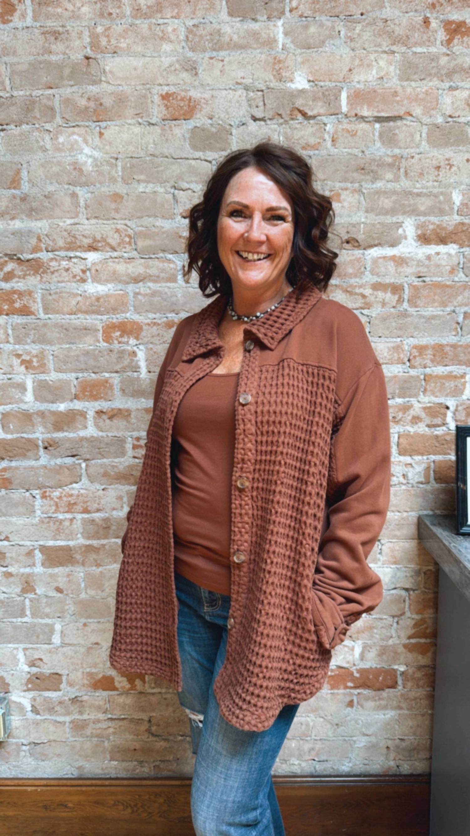 Mododoc - Long Sleeve Mixed Media Oversize Shirt