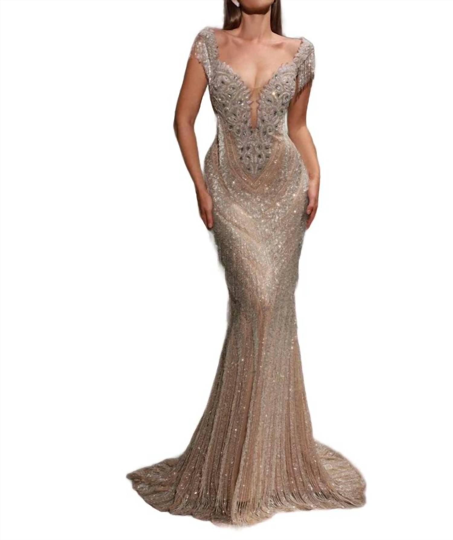 Terani Couture - Elegant Glamorous Evening Sheer Sleeveless Formal Tulle Dress