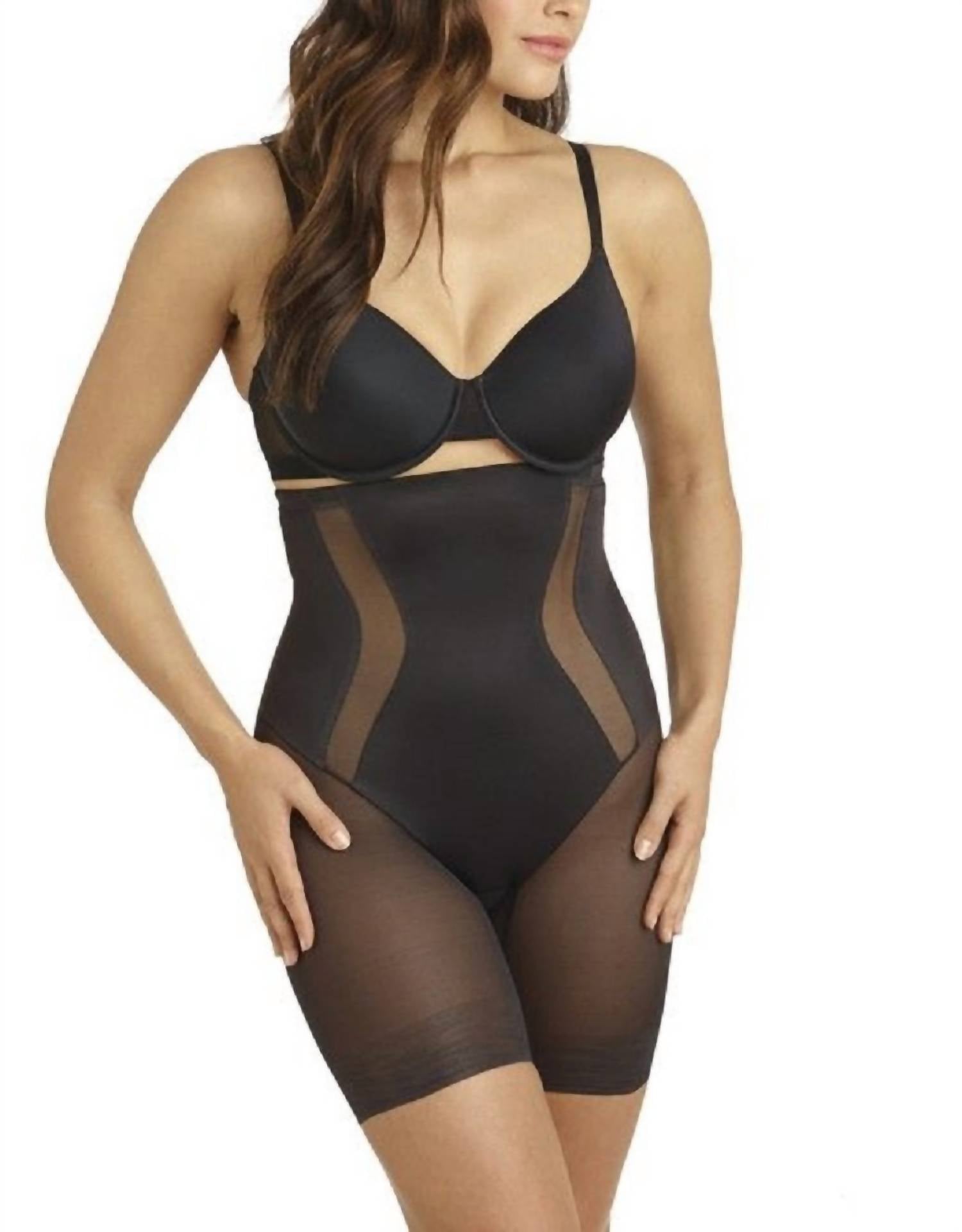 TC Fine Intimates Middle Manager Firm Control High-waist Thigh Slimmer in black - women's intimate - detail view