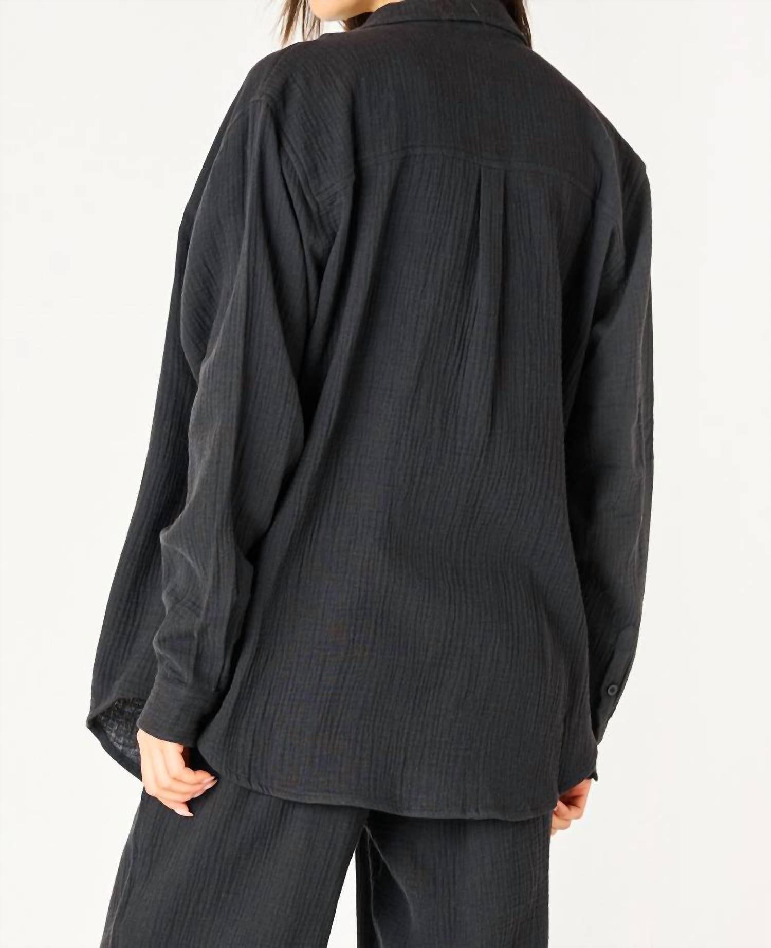 Dex - Gauze Long Sleeve Button Down Blouse