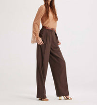 THEO the Label Kores Punto Herringbone High-waist Pant in amber sky - women's pants - detail view