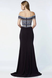 ALYCE PARIS Two Piece Off The Shoulder Embellished Gown in black multi - women's dress - alternate view
