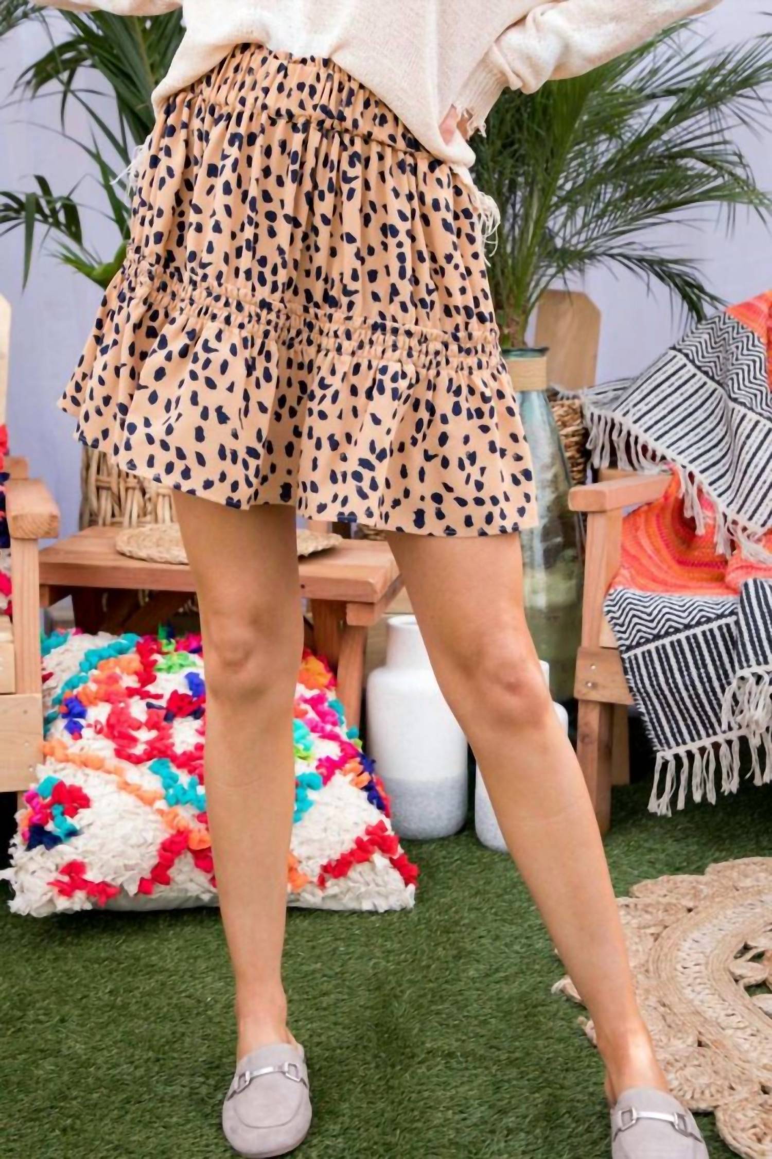 Main Strip - Tiered Leopard Mini Skirt