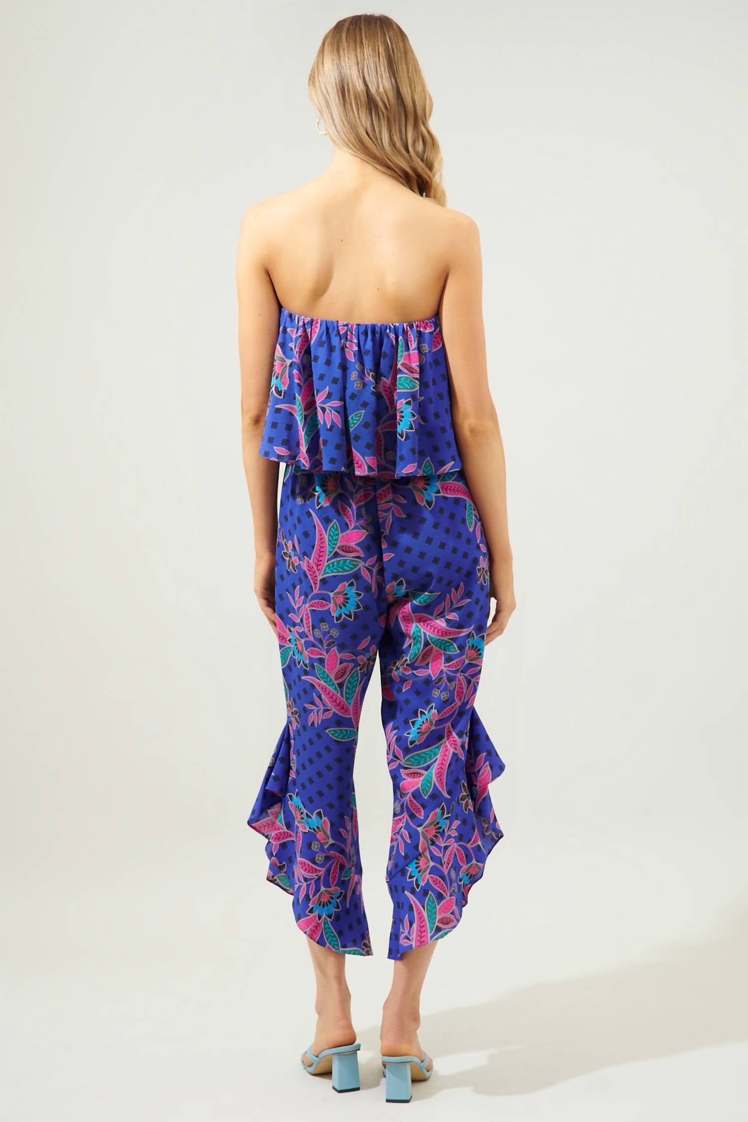 Sugarlips - Rayanne Indigo Lanah Strapless Ruffle Jumpsuit
