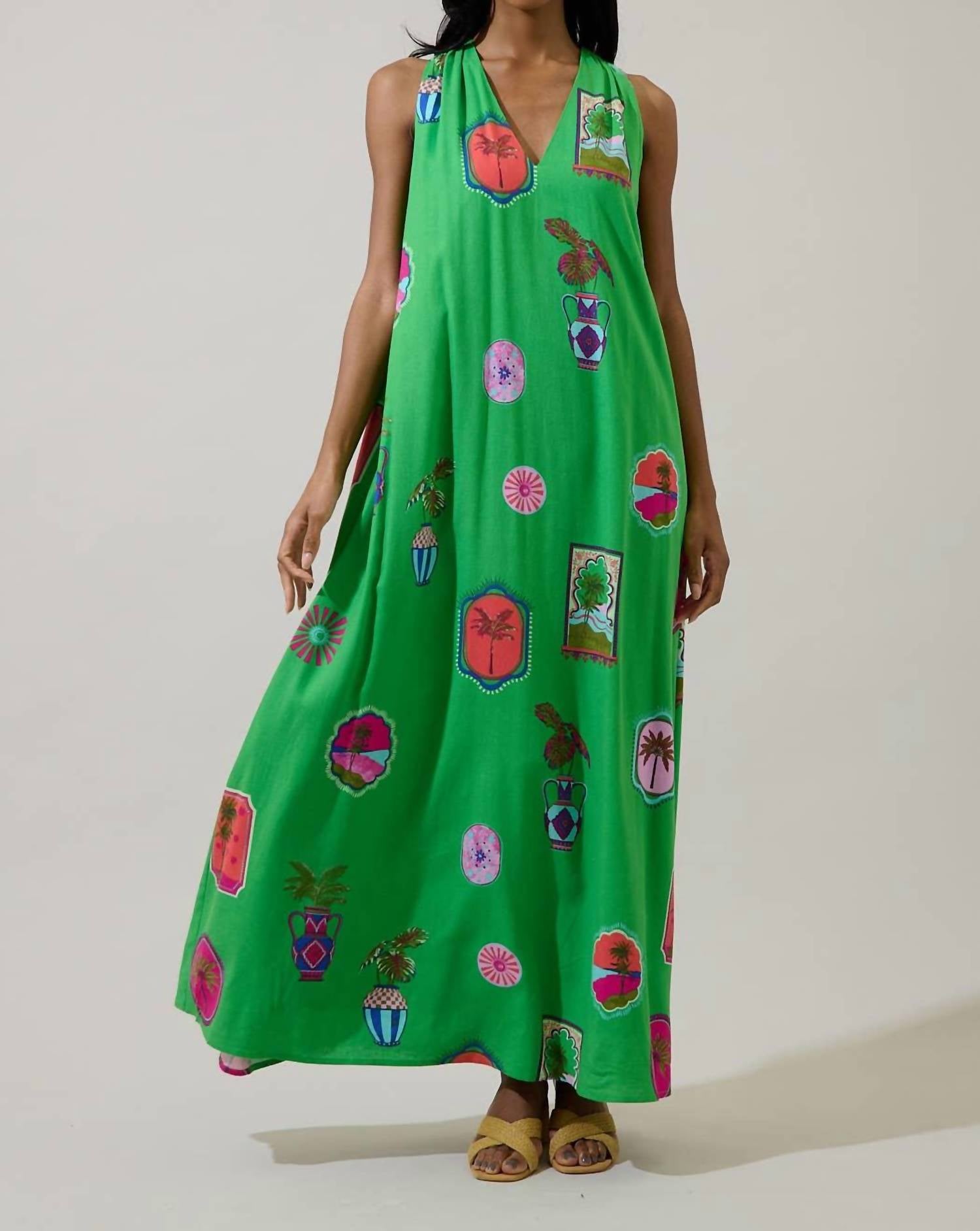Sugarlips - Tropical Postcard Halter Neck Maxi Dress